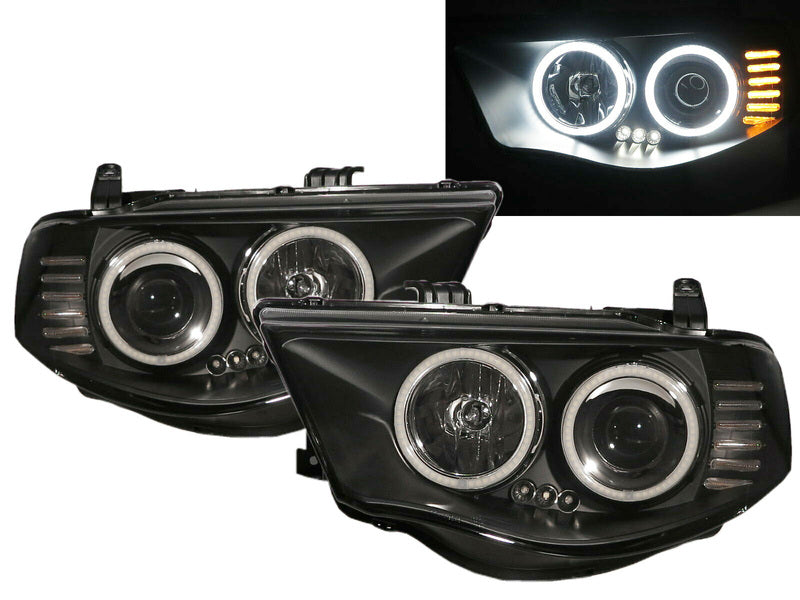 Black Ultra LED Angel Eyes Projector Headlights Suitable For 2006-2015 Mitsubishi Triton