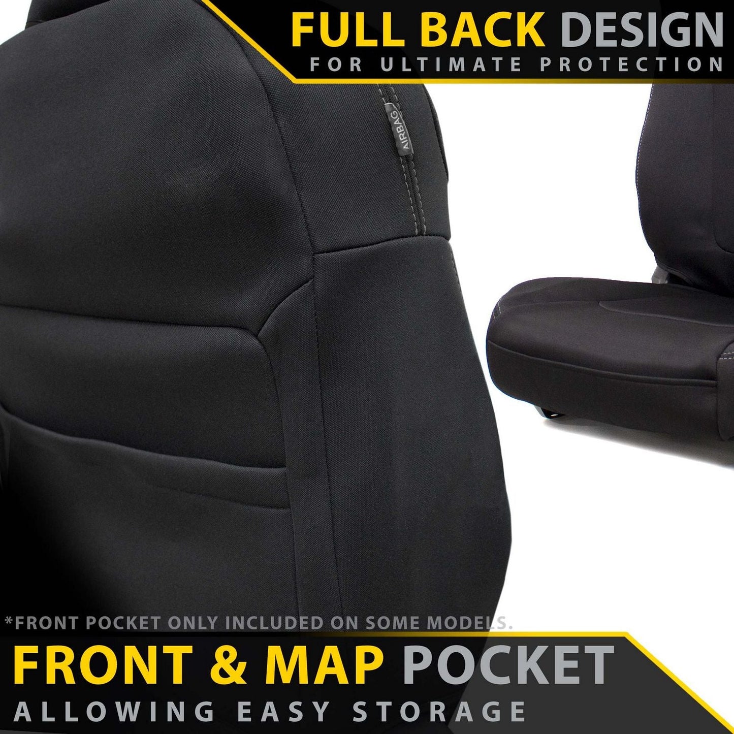 Razorback 4x4 - Toyota Hilux 8th Gen 48V V-Active (Cloth Seats) - SR & SR5 - GP4 Neoprene 2x Front Row Seat Covers (In Stock)