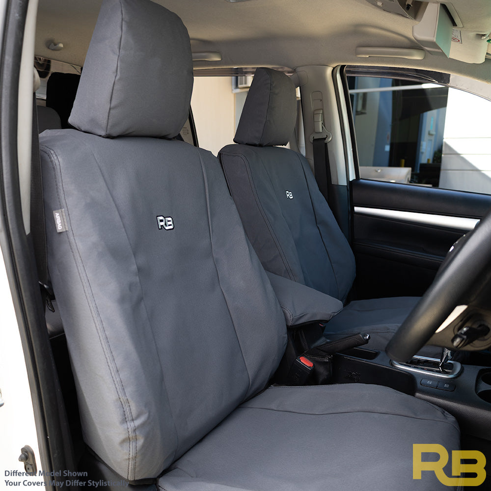 Razorback 4x4 - Toyota Hilux 9th Gen - Workmate - Double Cab - XP7 Heavy-Duty Canvas Front Row Seat Covers (Made to Order)