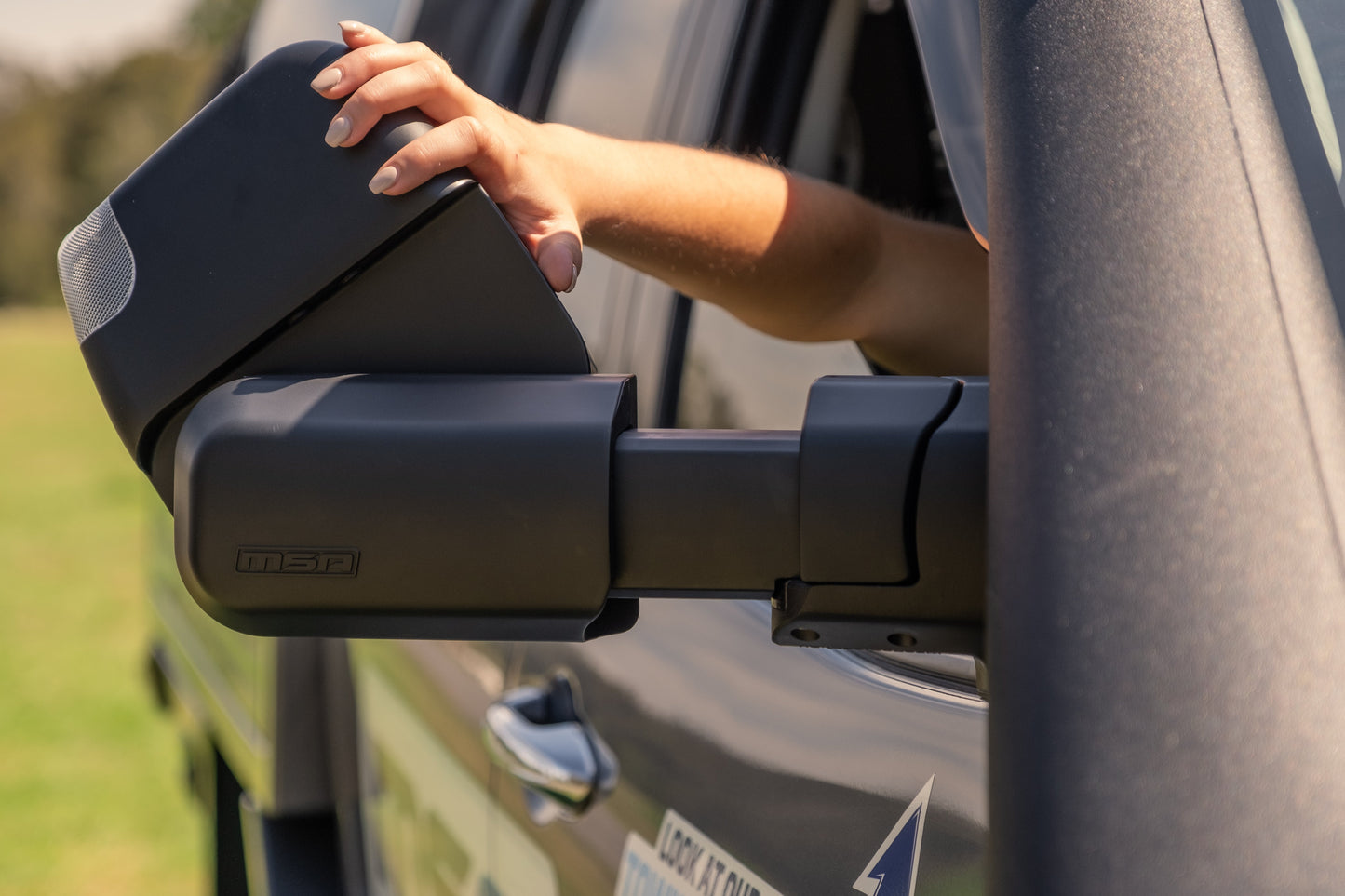 MSA 4x4 Power Fold™ Towing Mirrors - suitable for Landcruiser 300 Series 07/2021-01/2025 (Black, Electric, Heated, Indicators, BSM, Power Fold, Memory*, Camera Provision, Puddle Light) - TM2254