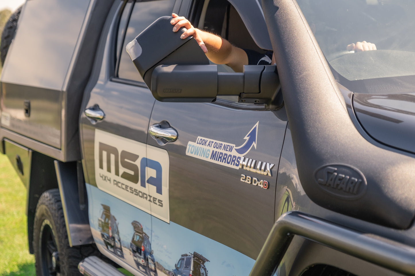 MSA 4x4 Power Fold™ Towing Mirrors - suitable for Landcruiser 300 Series 07/2021-01/2025 (Black, Electric, Heated, Indicators, BSM, Power Fold, Memory*, Camera Provision, Puddle Light) - TM2254