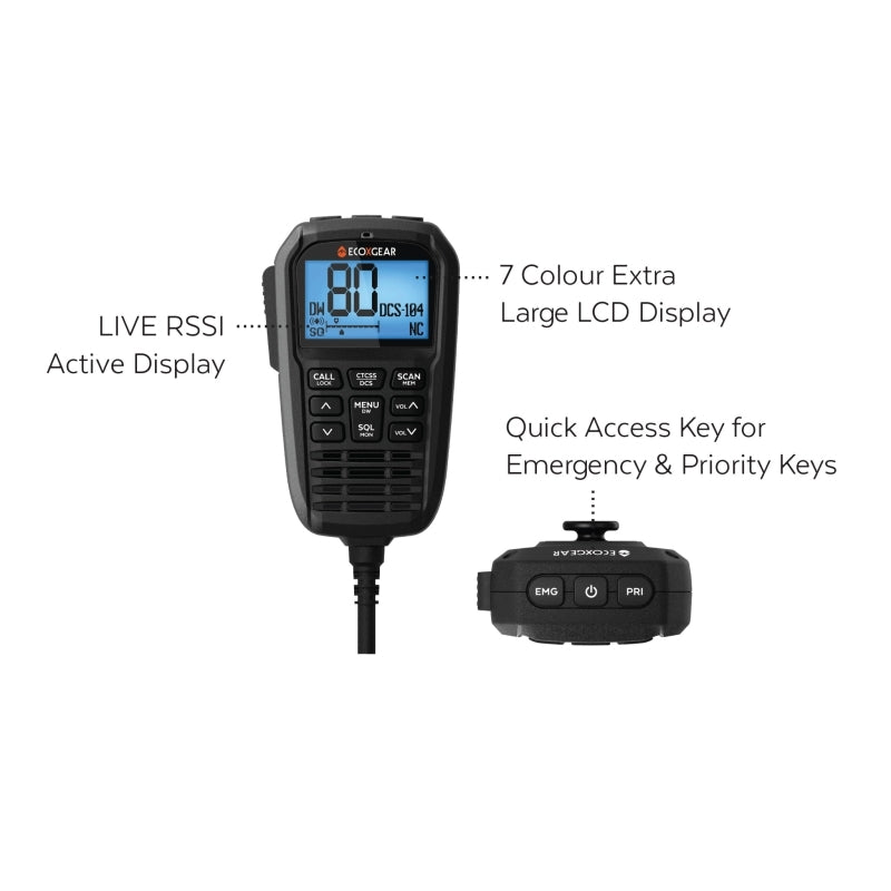 EcoXgear EXG3000 5-Watt Compact Fixed Mount UHF Radio with Multi-Colour LCD Display Mic - 4X4 PACK
