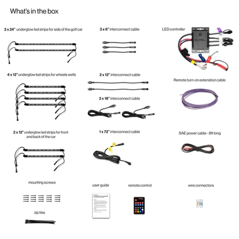 ECOXGEAR Extreme LED Strips - 2/4 Seat Cart + LED Controller