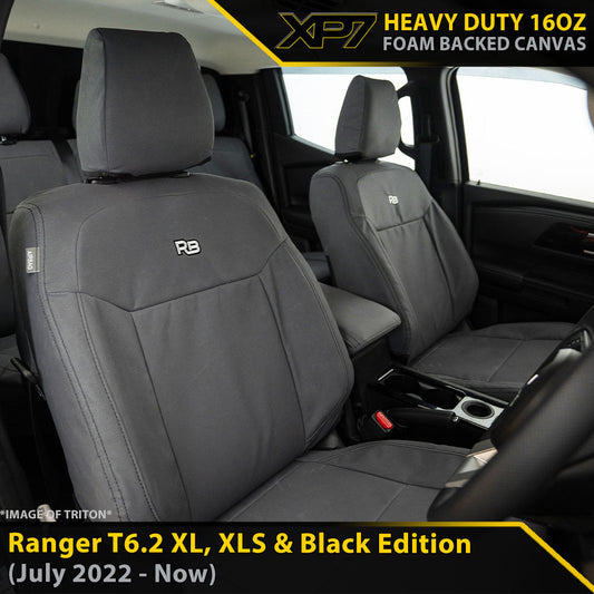Ford Next-Gen Ranger T6.2 XL, XLS & Black Edition XP7 Heavy Duty Canvas 2x Front Seat Covers (Available)-Razorback 4x4