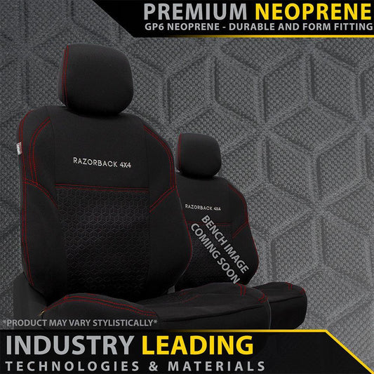 Razorback 4x4 - Toyota Landcruiser 78 Series - Bucket & 3/4 Bench - GP6 Premium Neoprene 2x Front Seat Covers (Made to Order)