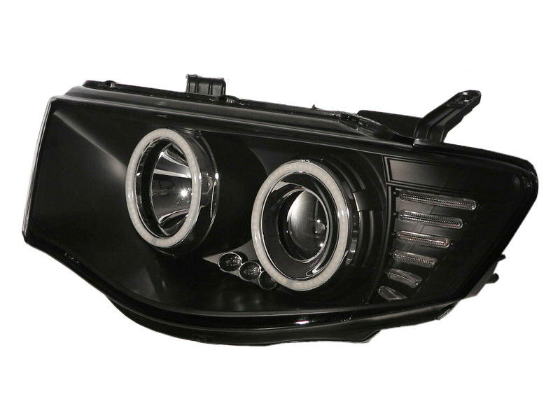 Black Ultra LED Angel Eyes Projector Headlights Suitable For 2006-2015 Mitsubishi Triton