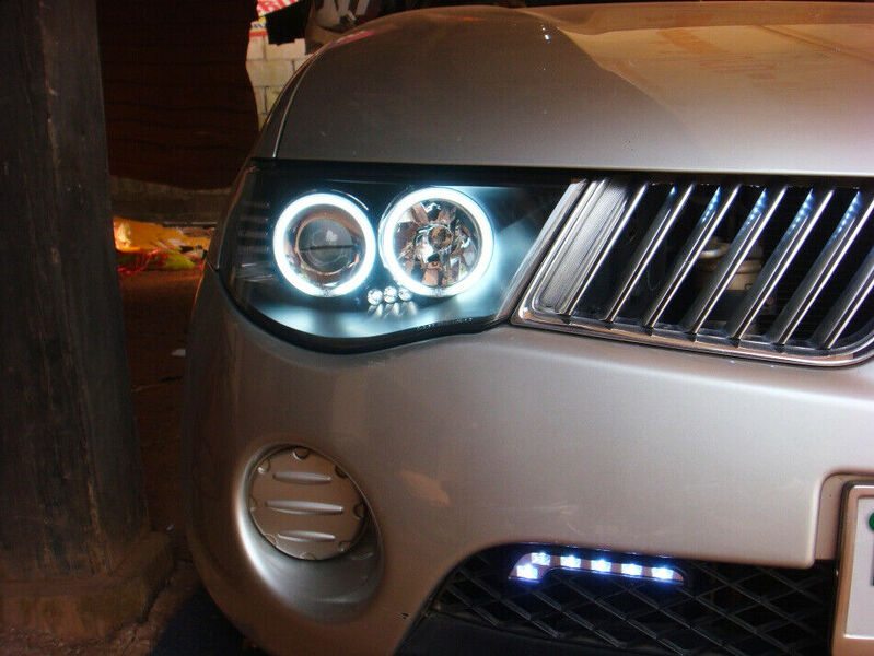Black Ultra LED Angel Eyes Projector Headlights Suitable For 2006-2015 Mitsubishi Triton