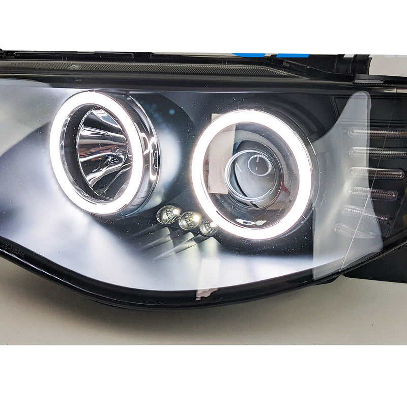 Black Ultra LED Angel Eyes Projector Headlights Suitable For 2006-2015 Mitsubishi Triton