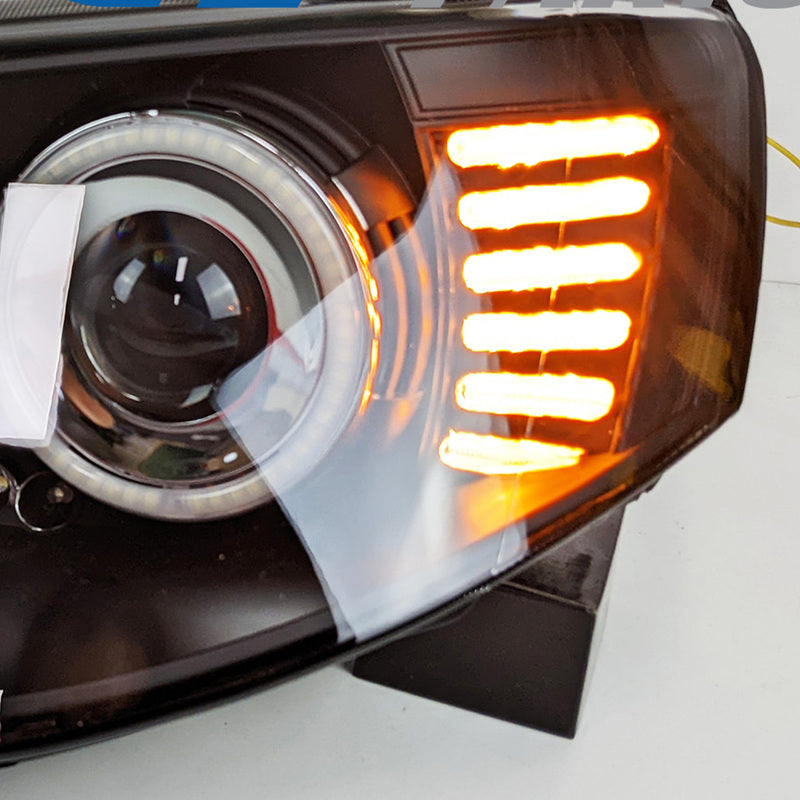 Black Ultra LED Angel Eyes Projector Headlights Suitable For 2006-2015 Mitsubishi Triton