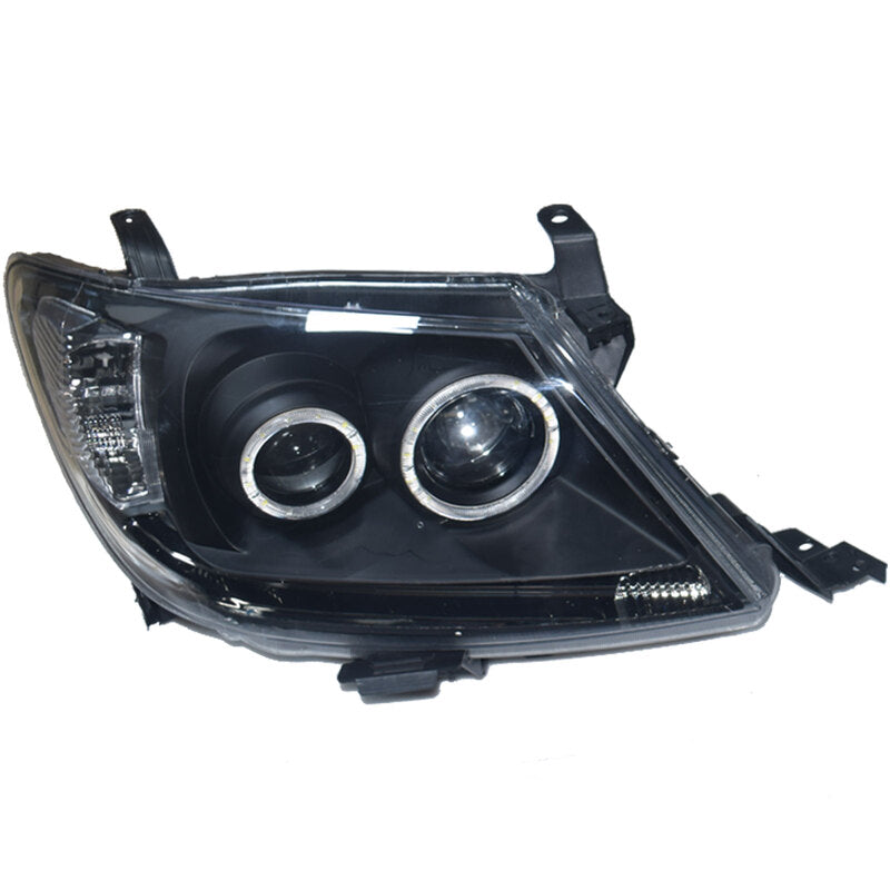 Smoke LED Headlights DRL HALO Projector Angel Eyes (Pair) - Suitable For Toyota Hilux 2005-2011