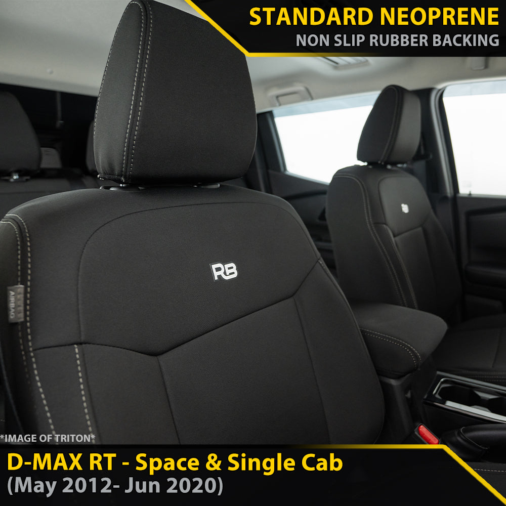 Razorback 4x4 - Isuzu D-MAX RT - Space & Single Cab - GP4 Neoprene 2x Front Row Seat Covers (Made to Order)