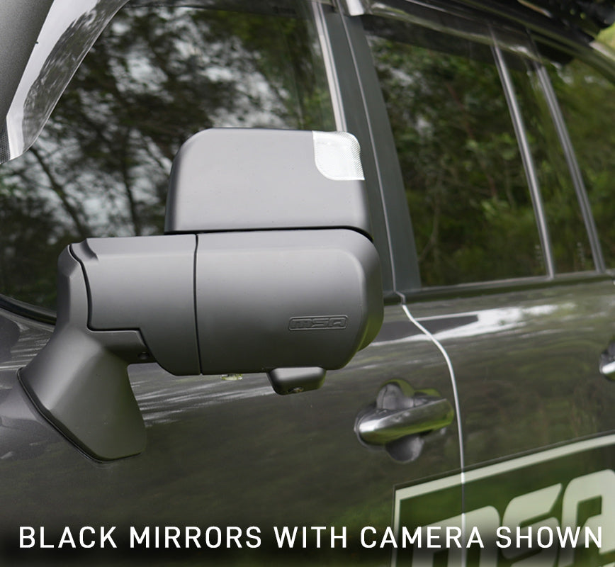 MSA 4x4 POWER FOLD™ Towing Mirrors - Suitable for Prado 250 Series 08/2024 - Current (Black, Electric, Heated, Indicators, BSM, Power Fold, Camera Provision, Puddle Light, Memory, Exit Assist) - TM2452