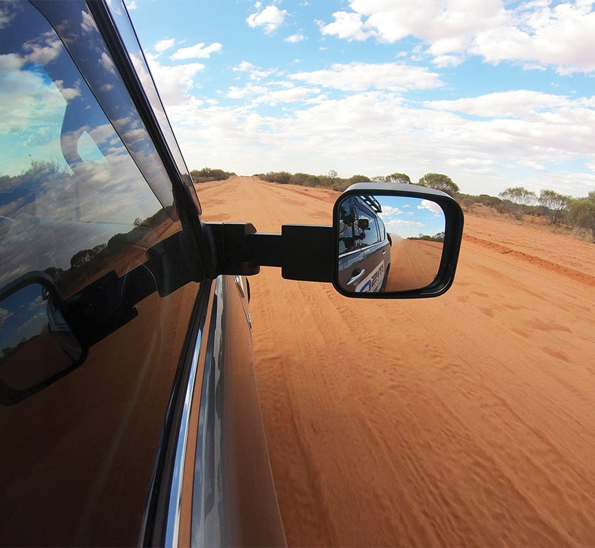 MSA 4x4 POWER FOLD™ Towing Mirrors - suitable for Landcruiser 79 Series (Chrome, Electric Kit, Big Base, Indicators, Switch Kit) - TM455