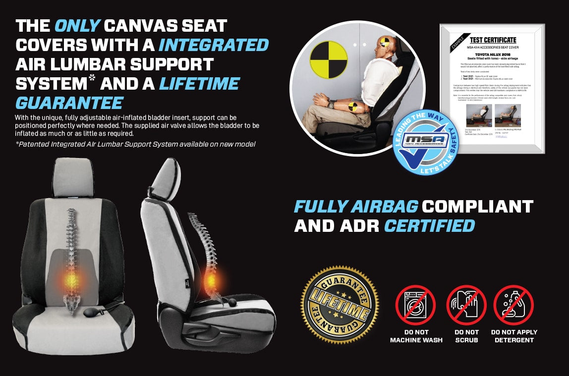 MSA 4x4 Front & Second Row Seat Covers Suitable for HiLux 7th Gen SR Single/Extra Dual Cab 2013-2015 HL418CO