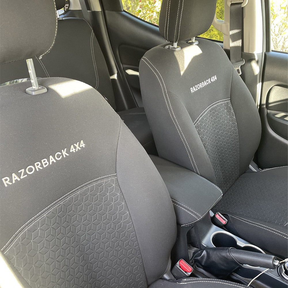 Razorback 4x4 - Mitsubishi Triton MQ - Cloth Seats - Dual/Extra Cab - GP6 Premium Neoprene 2x Front Seat Covers (Made to Order)