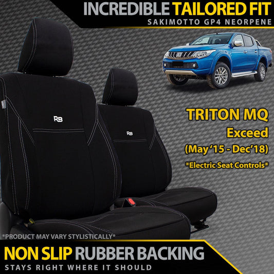 Razorback 4x4 GP4 Standard Neoprene 2x Front Seat Covers Suitable for a Mitsubishi Triton MQ (Exceed Only)