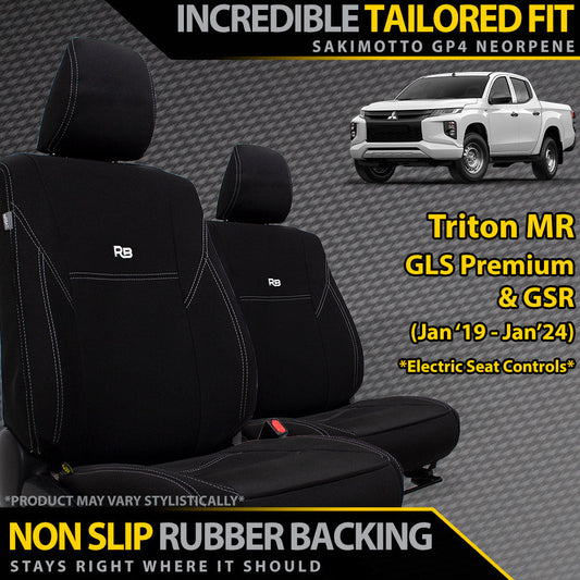 Razorback 4x4 GP4 Standard Neoprene 2x Front Seat Covers Suitable for a Mitsubishi Triton MR (Leather Seats Only)