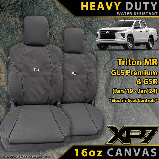 Razorback 4x4 XP7 Heavy Duty Canvas 2x Front Seat Covers Suitable for a Mitsubishi Triton MR (Leather Seats Only)