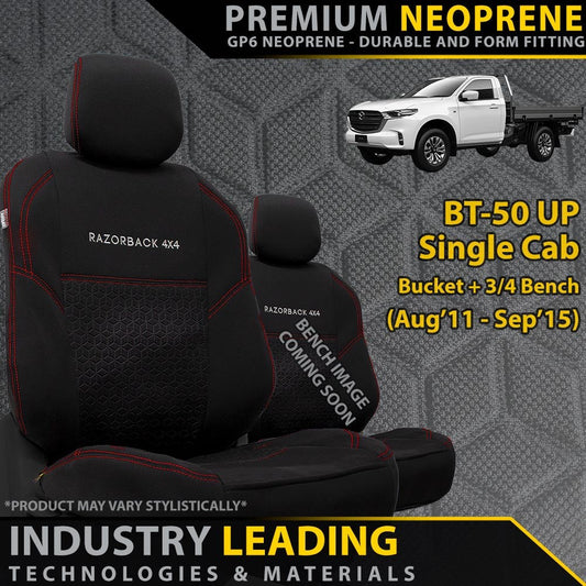 Mazda BT-50 UP Premium Neoprene Bucket + 3/4 Bench Seat Covers (Made to Order)-Razorback 4x4