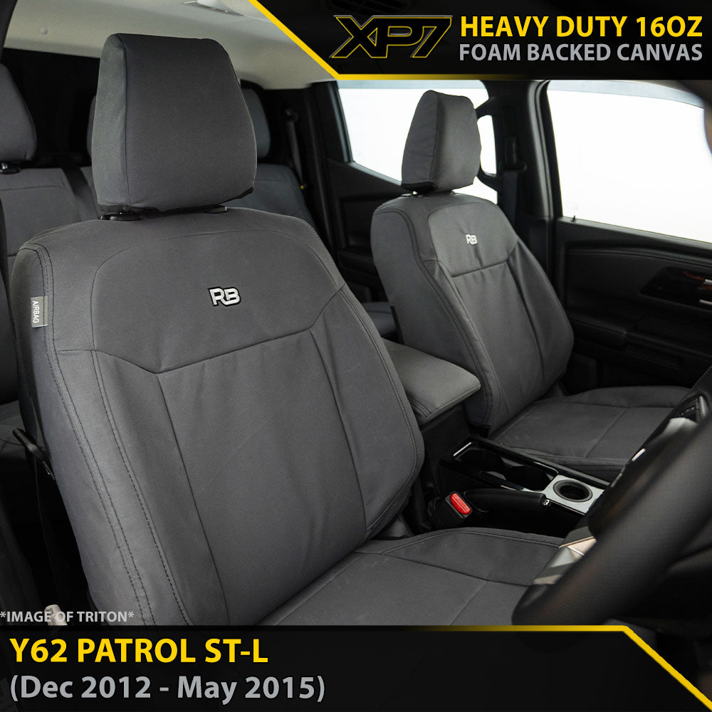 Nissan Y62 Patrol ST-L XP7 Heavy Duty Canvas 2x Front Row Seat Covers (Made to Order)-Razorback 4x4