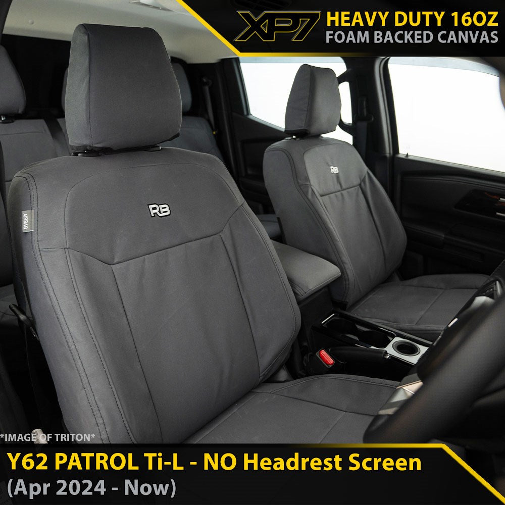 Nissan Patrol Y62 Ti-L (MY24+) XP7 Heavy Duty Canvas 2x Front Seat Covers (Made to Order)-Razorback 4x4