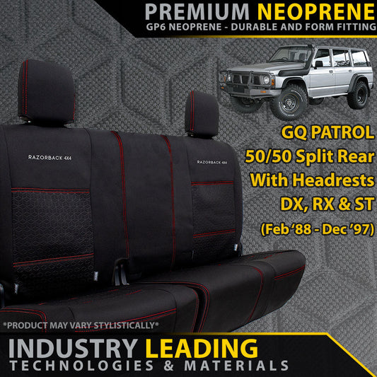 Nissan Patrol GQ Premium Neoprene 50/50 Split Rear Seat Covers (Made to Order)-Razorback 4x4