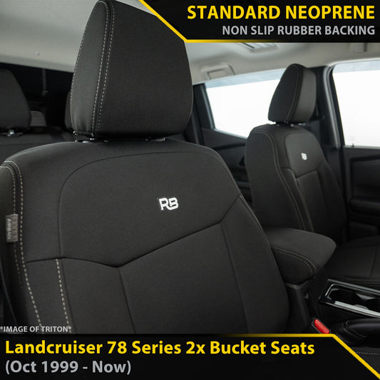 Landcruiser 78 Series (2x Buckets) Neoprene 2x Front Seat Covers (Made to Order)-Razorback 4x4