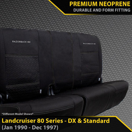 Razorback 4x4 - Toyota Landcruiser 80 Series - DX & Standard -  GP6 Premium Neoprene 2nd Row Seat Covers - 100% Bench (Made to Order)