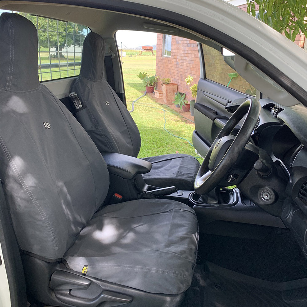 Razorback 4x4 - Toyota Hilux 9th Gen - Workmate - Single Cab - XP7 Heavy-Duty Canvas Front Row Seat Covers (Made to Order)