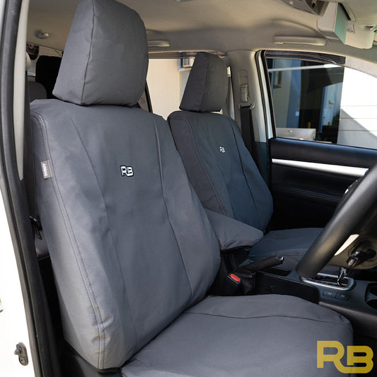 Razorback 4x4 - Toyota Hilux 8th Gen 48V V-Active (Leather Seats) - SR5 & Rogue - XP7 Heavy-Duty Canvas 2x Front Seat Covers (Available)