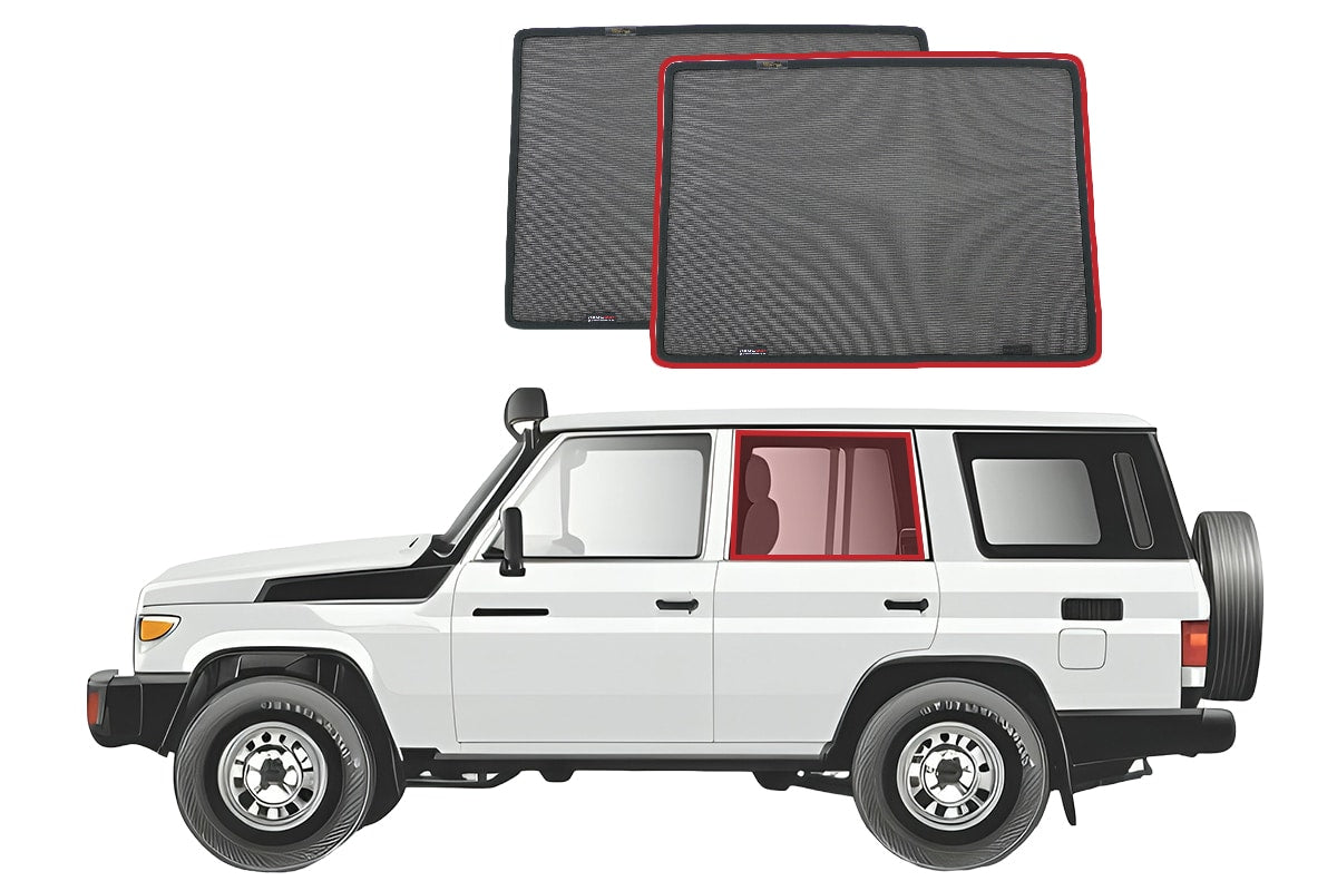 Snap Shades Suitable for Toyota LandCruiser 70 Series Double Cab Car Window Shades (79 Series; 1984-Present)