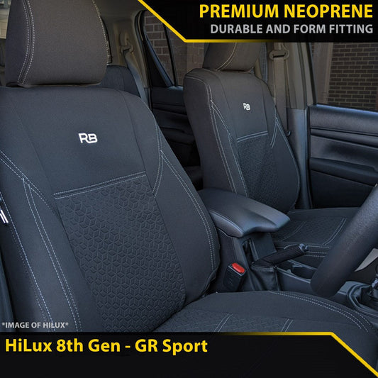 Toyota HiLux 8th Gen GR Sport GP6 Premium Neoprene 2x Front Seat Covers (Made to Order)-Razorback 4x4