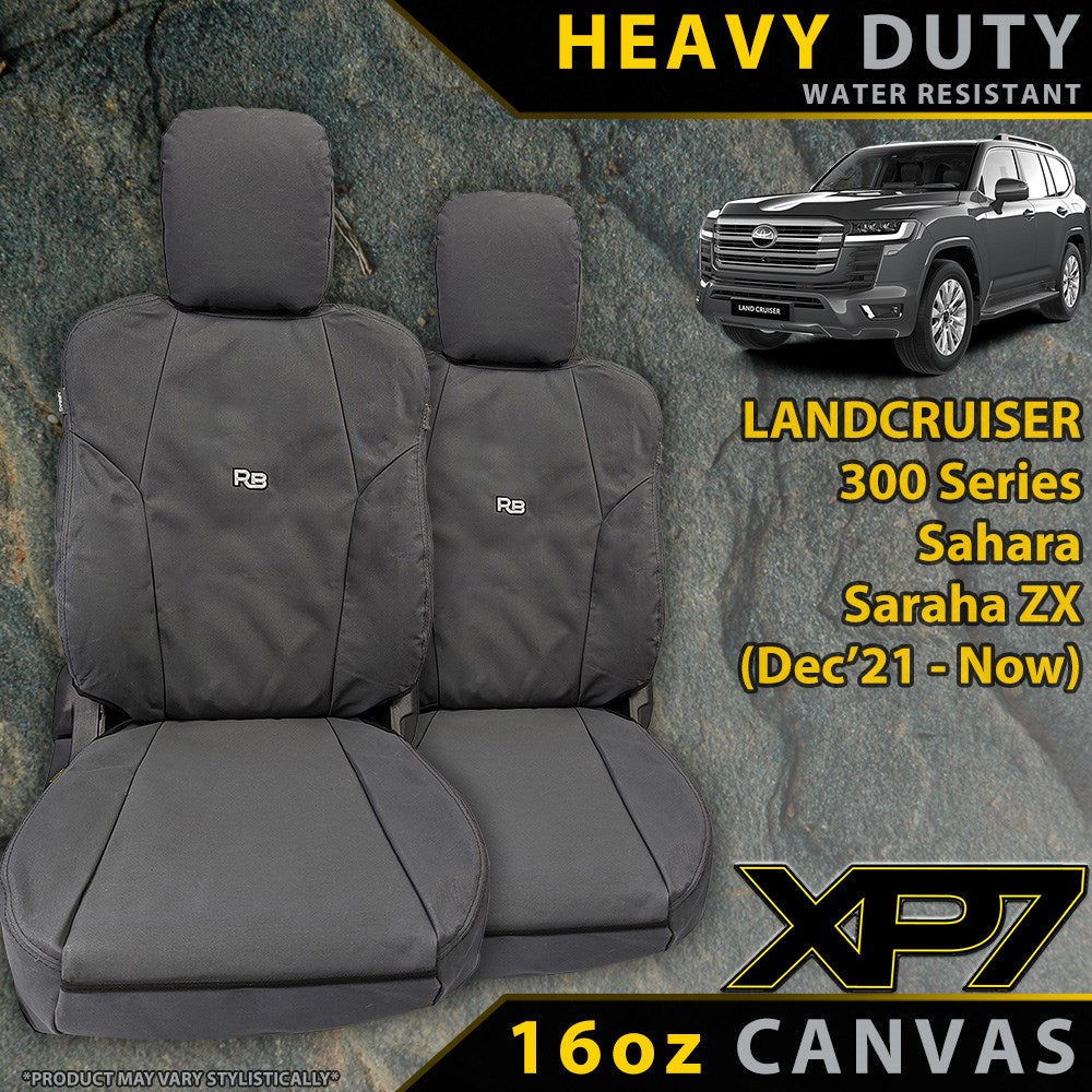 Toyota Landcruiser 300 Series Sahara/Sahara ZX Heavy Duty XP7 Canvas 2x Front Seat Covers (Made to Order)-Razorback 4x4