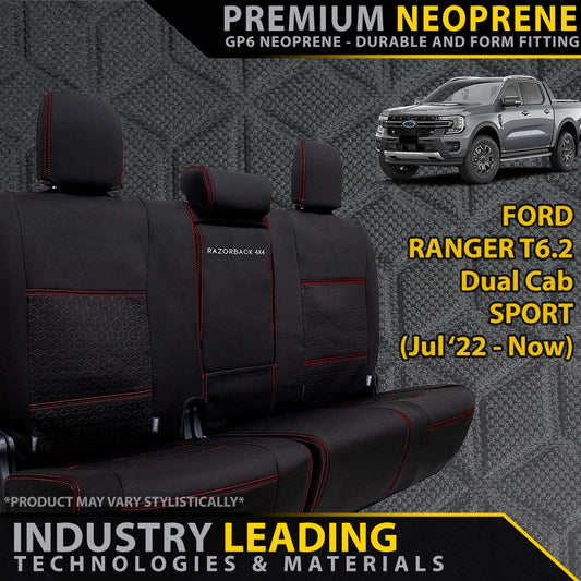 Ford Ranger T6.2 Sport & Tremor Premium Neoprene Rear Row Seat Covers