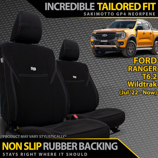 Ford Ranger T6.2 Wildtrak, Wildtrak X & Platinum Neoprene 2x Front Row Seat Covers (In Stock)