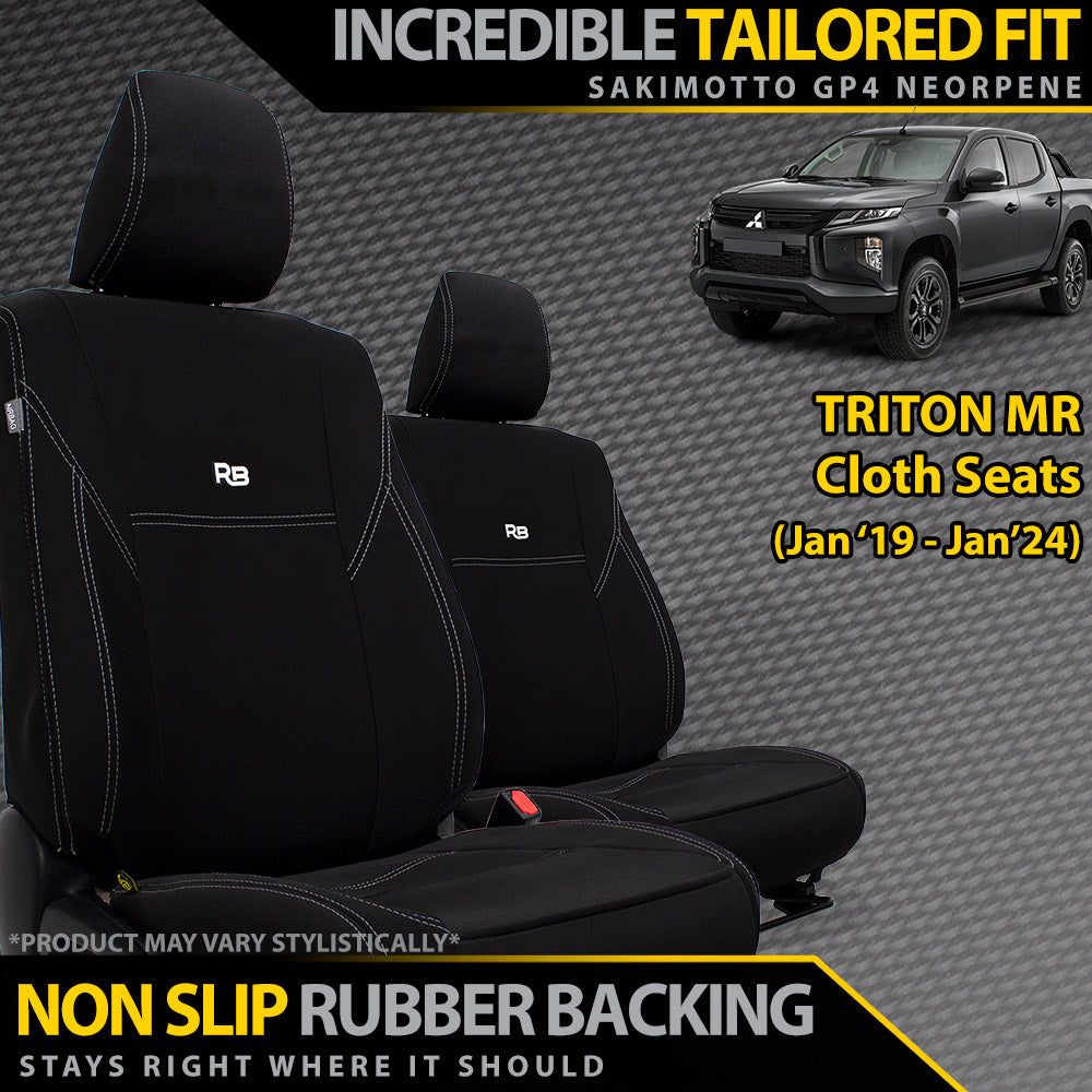 Razorback 4x4 GP4 Standard Neoprene 2x Front Seat Covers Suitable for a Mitsubishi Triton MR