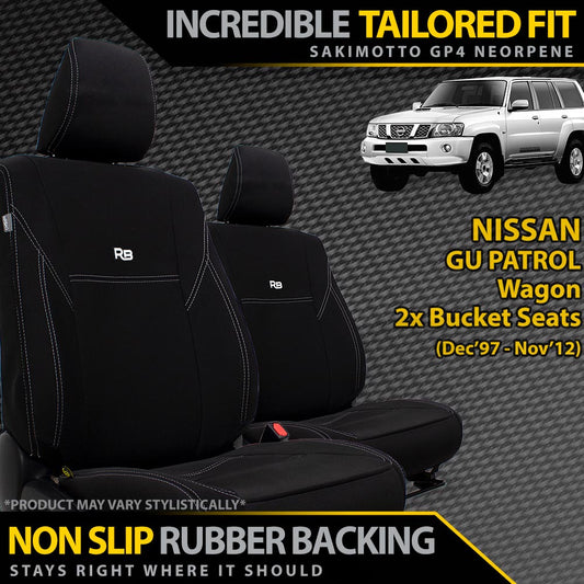 Nissan Patrol GU Wagon Series 1-3 ST, ST-L, ST Plus & Ti GP4 Neoprene 2x Front Seat Covers