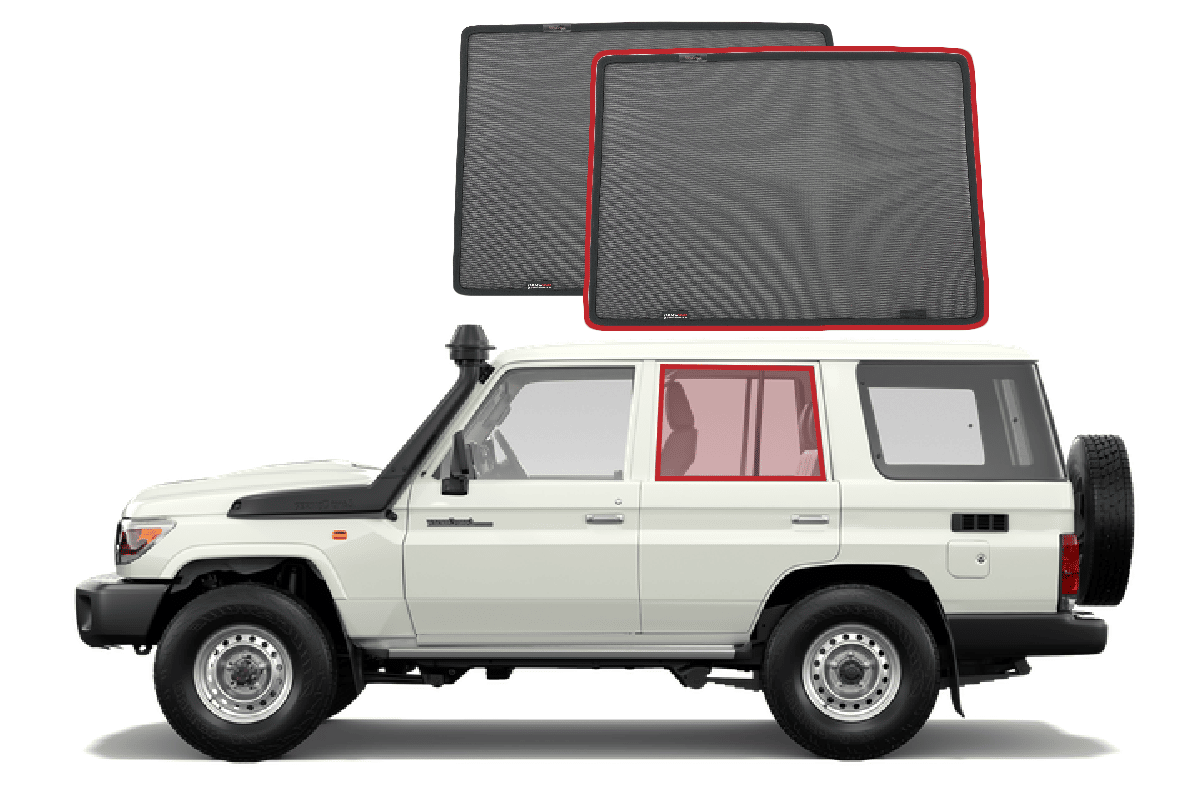 Snap Shades Suitable for Toyota LandCruiser 70 Series Double Cab Car Window Shades (79 Series; 1984-Present)