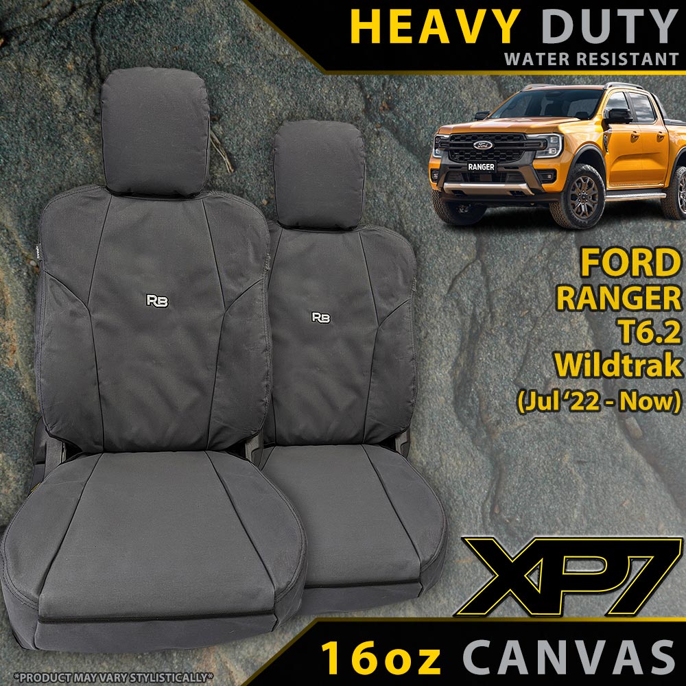 Ford Ranger T6.2 Wildtrak, Wildtrak X & Platinum Heavy Duty XP7 Canvas 2x Front Seat Covers (Made to Order)