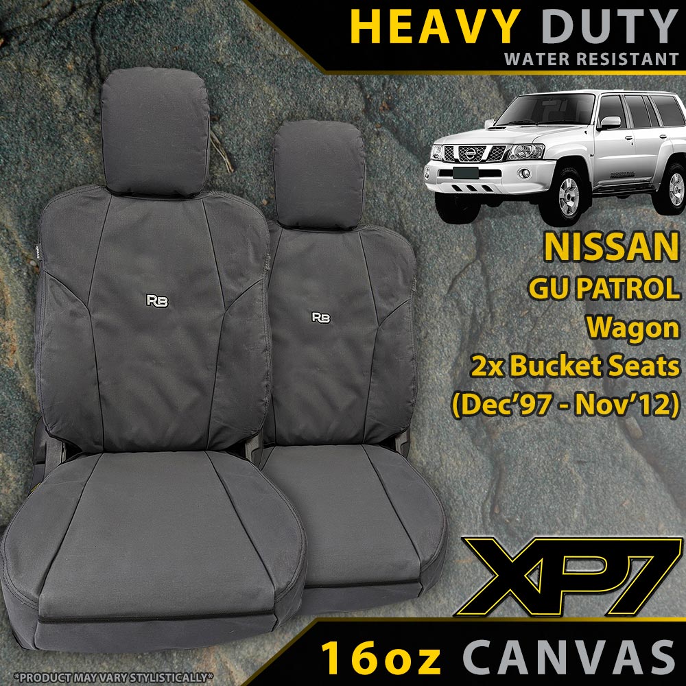 Nissan Patrol GU Wagon Series 1-3 ST, ST-L, ST Plus & Ti XP7 Heavy Duty Canvas 2x Front Seat Covers (In Stock)