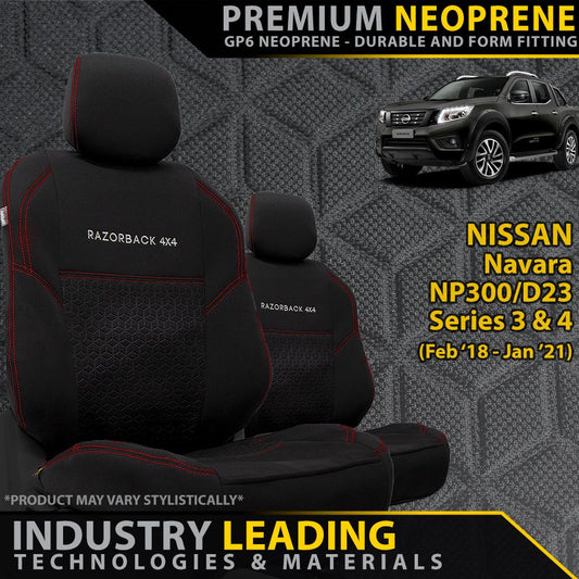 Nissan Navara NP300 Series 3 & 4 Premium Neoprene 2x Front Seat Covers